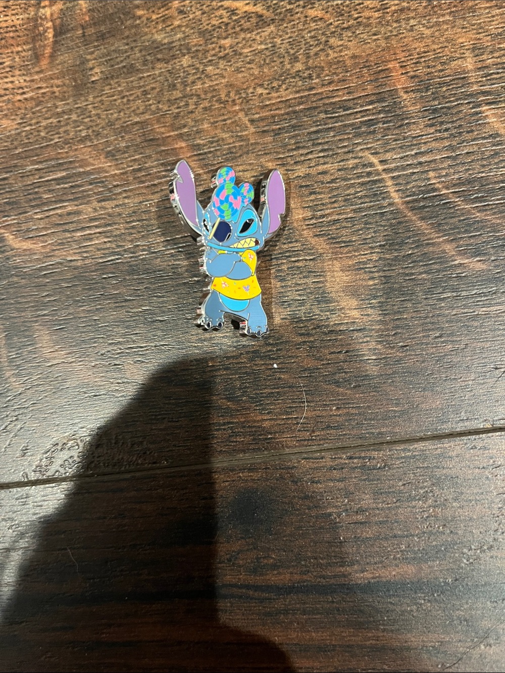 Disney Enamel Pin - Blue Stitch with Yellow Shirt and Purple Ears